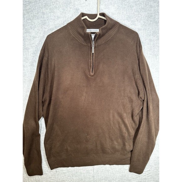 Geoffrey Beene Super Soft Men's Half Zip Pullover Sweater Sweatshirt Brown XL - Picture 3 of 7